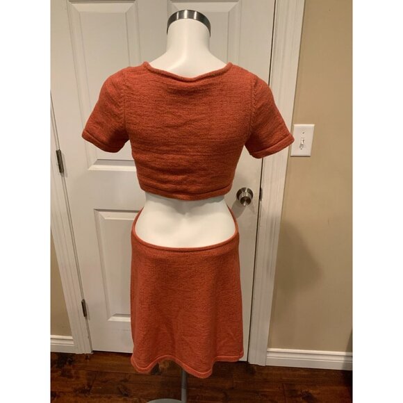𝅺NWT Cult Gaia "Billie" Orange Knit Cutout Cap Sleeve Mini Dress Size Large - Picture 9 of 10